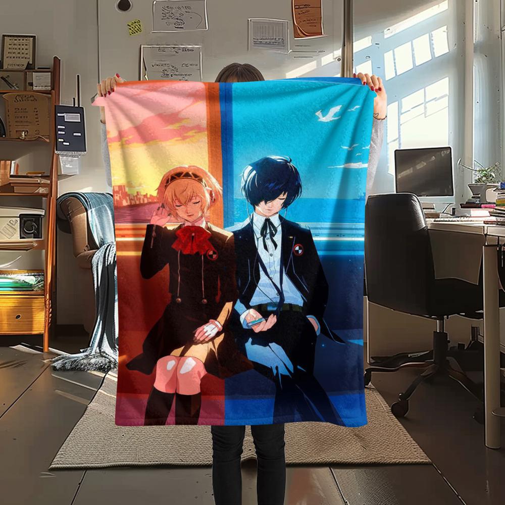 1PC Persona Print Flannel Blanket, High quality Comfortable for All Seasons, Home Decor, Warmth and Comfort, Perfect for Christmas Gifts106