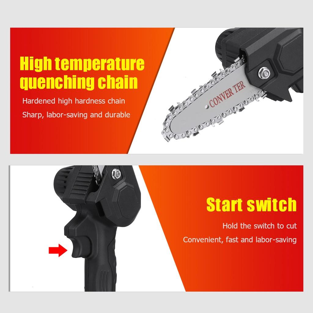 3000 Вт 88VF 4-дюймовая мини-электрическая цепная пила с аккумулятором 1/2, перезаряжаемый деревообрабатывающий инструмент для обрезки, одноручная пила