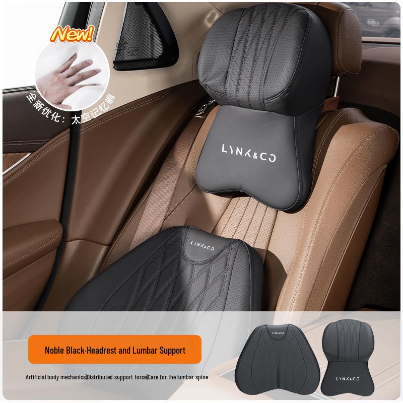 Lynk & Co Car Headrest & Lumbar Support Set for 01/06/07/08/09/10EMP/Z20/900 - Neck & Waist Protection.