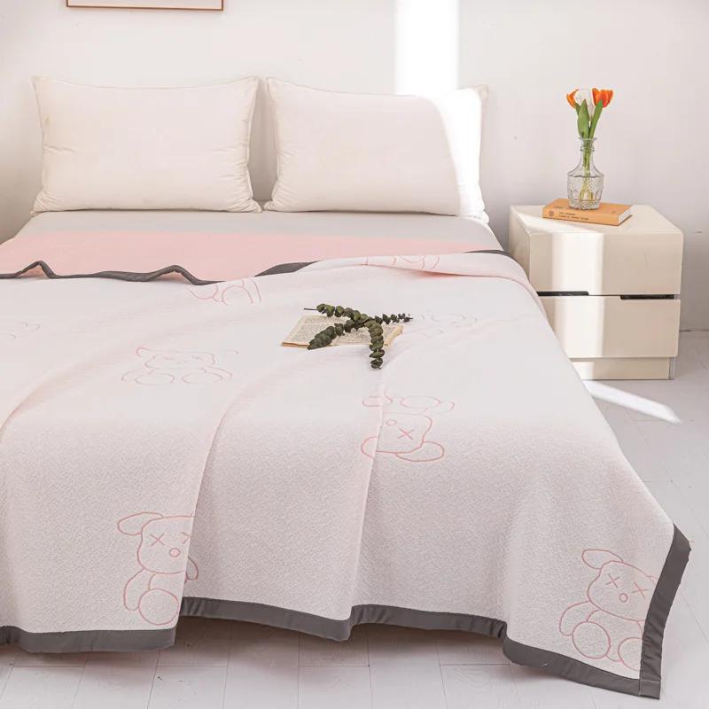 Новое трехслойное вязаное хлопковое летнее одеяло-полотенце, которое можно стирать в машине, проветриваемый чехол