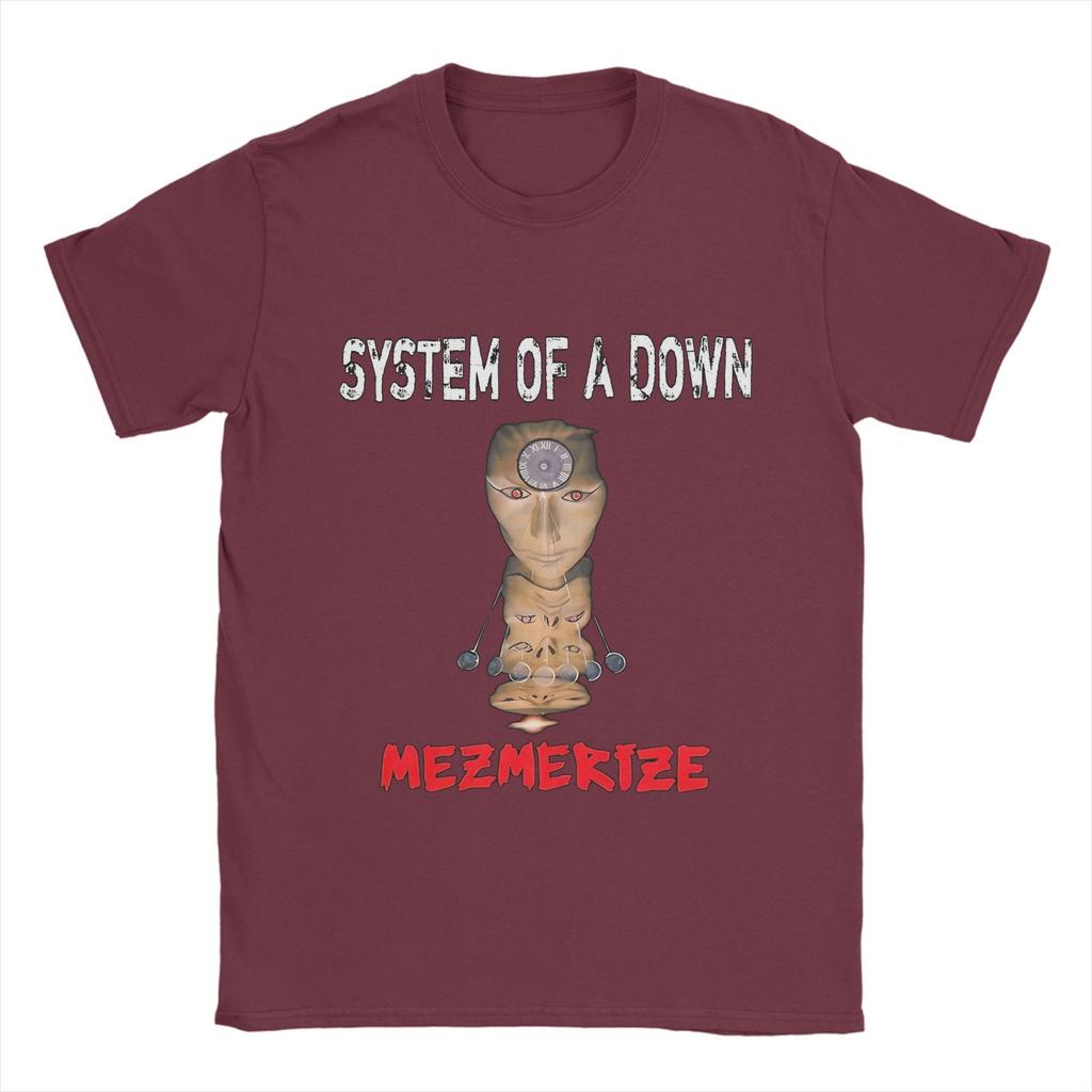 System of a Down Футболки для мужчин Музыка Винтаж Чистый хлопок Футболки Круглый вырез Короткий рукав Футболка Одежда больших размеров