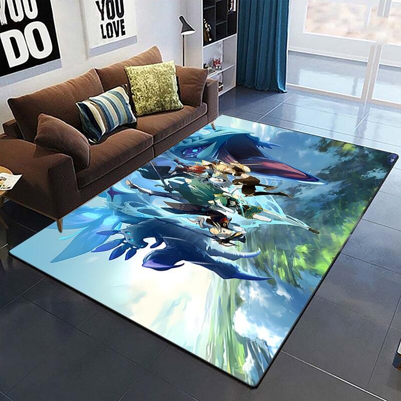 Genshin Impact Carpets Living Room Decoration Bedroom Parlor Tea Table Area Rug Mat Soft Flannel Large Rugs and Baby Gift Carpet