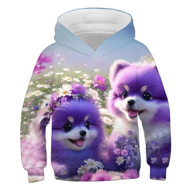 Детская одежда Толстовки с капюшоном для девочек с длинным рукавом и принтом 3D-кота для детей Весенне-осенняя одежда Повседневная милая одежда для девочек на открытом воздухе Топы