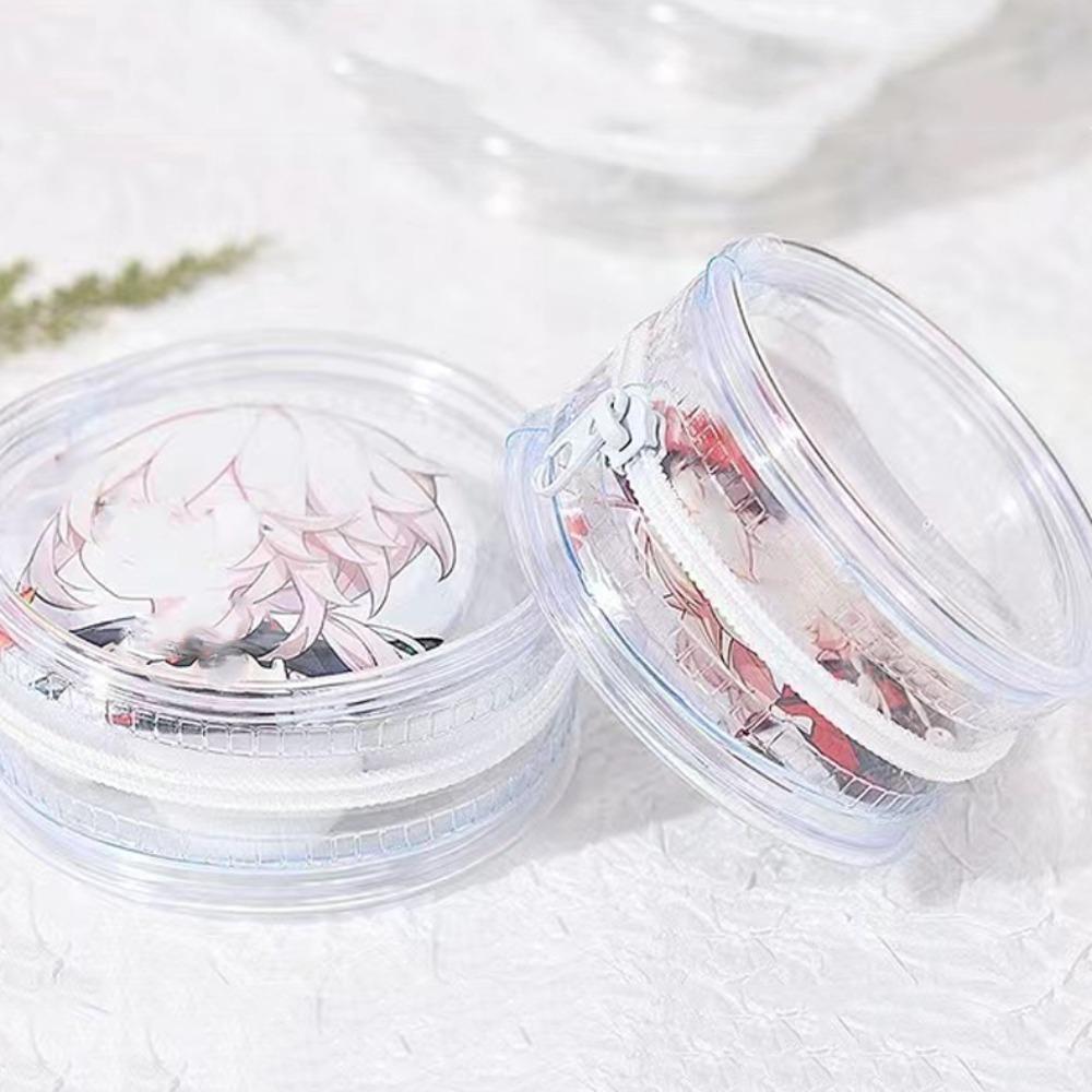 With Keyring Round Badge Storage Pouch Protection Case Clear Outdoor Bag Backpack Decor