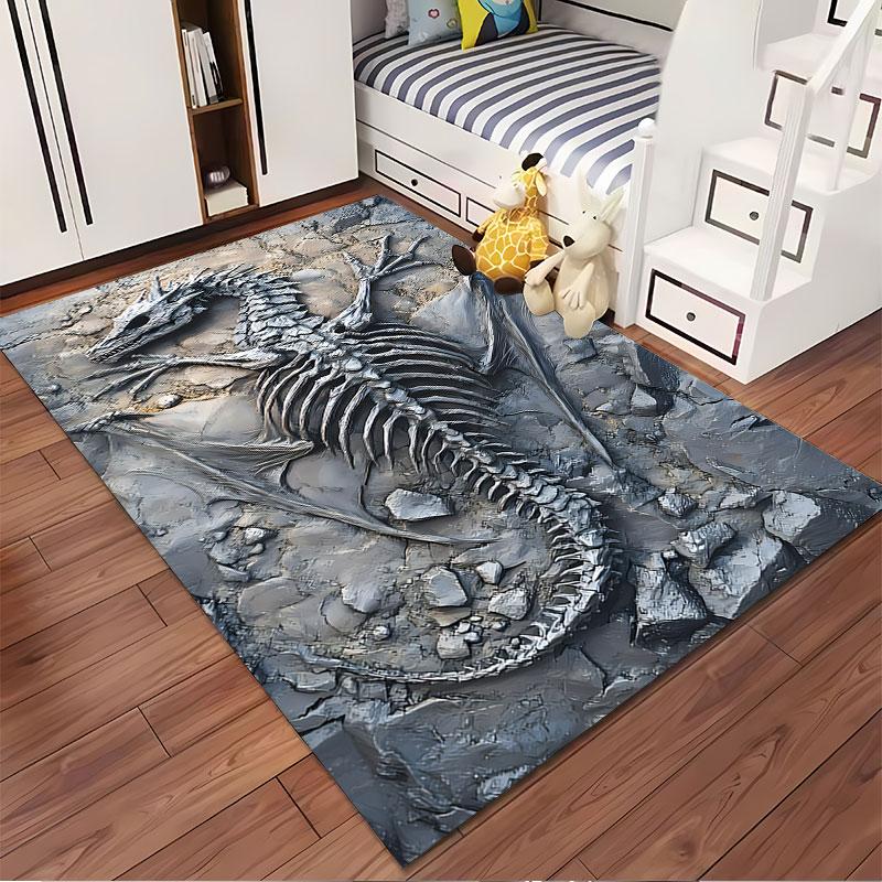 Dragon Fossil Pattern Carpet suitable as a non-slip mat for the living room or bedroom sofa