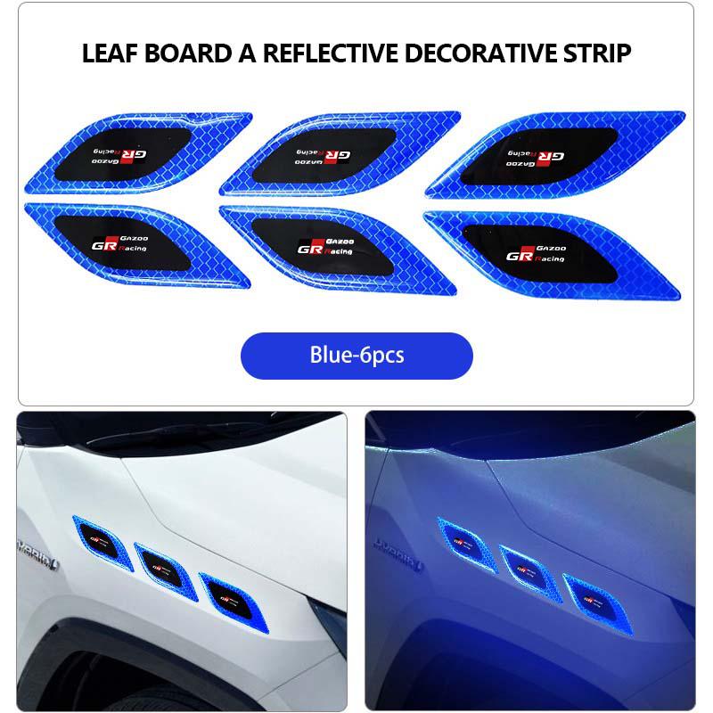 For S6 Car Reflective Badge Auto Side Body Fender Safety Warning Sticker GRsport Hilux Aygo Yaris Corolla Rav4 CHR Auris JH6