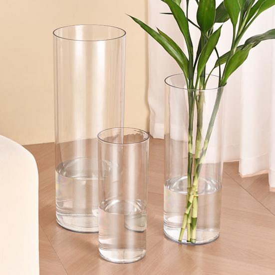 Прозрачная цилиндрическая ваза для цветов, свадебная вечеринка, обеденный стол, центральный элемент, гидропонный держатель для цветов, прозрачный