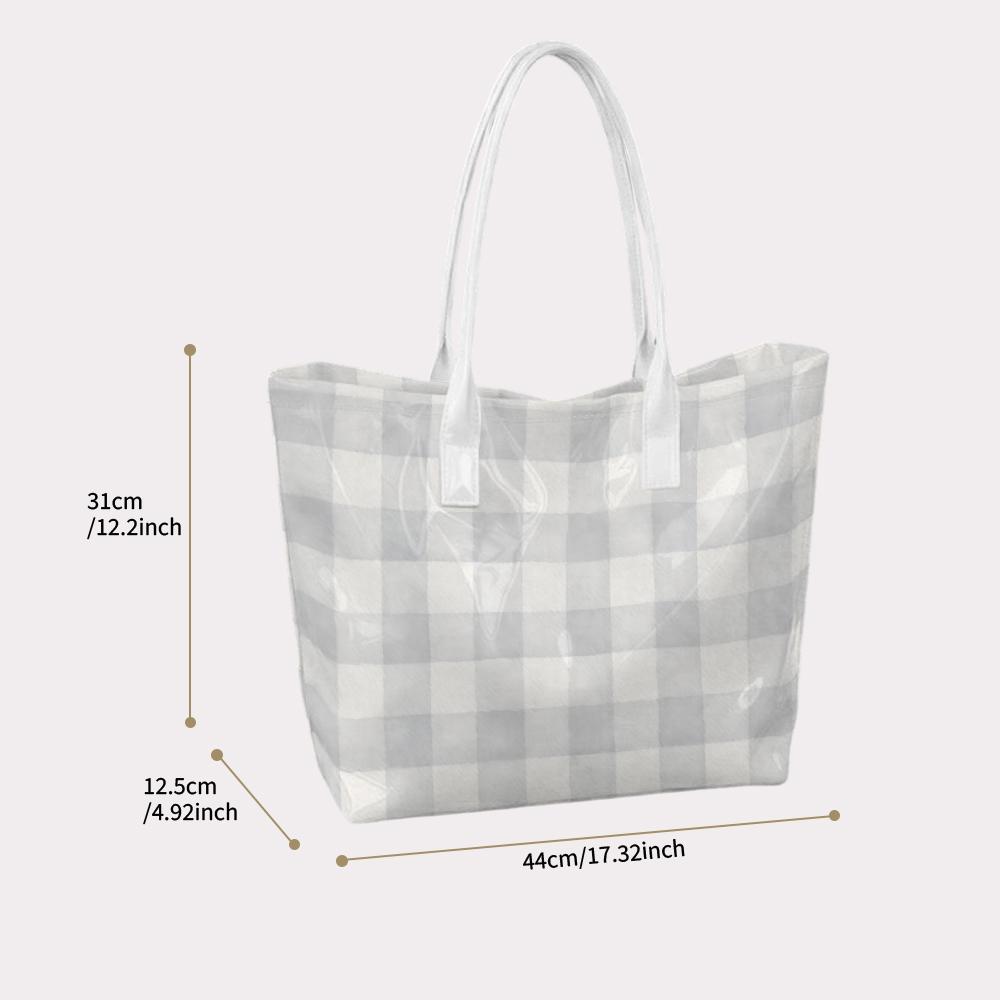 Women Plaid Tote Bag Elegant Large Capacity Daily Shoulder Handbag