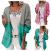 Women Long Sleeve Soft Casual Color Block Knit Sweater Outerwear Coat Cardigan