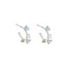 ins style color zircon C-shaped earrings women's light luxury niche high-end feeling Spice girl earrings fashionable, versatile temperament earrings