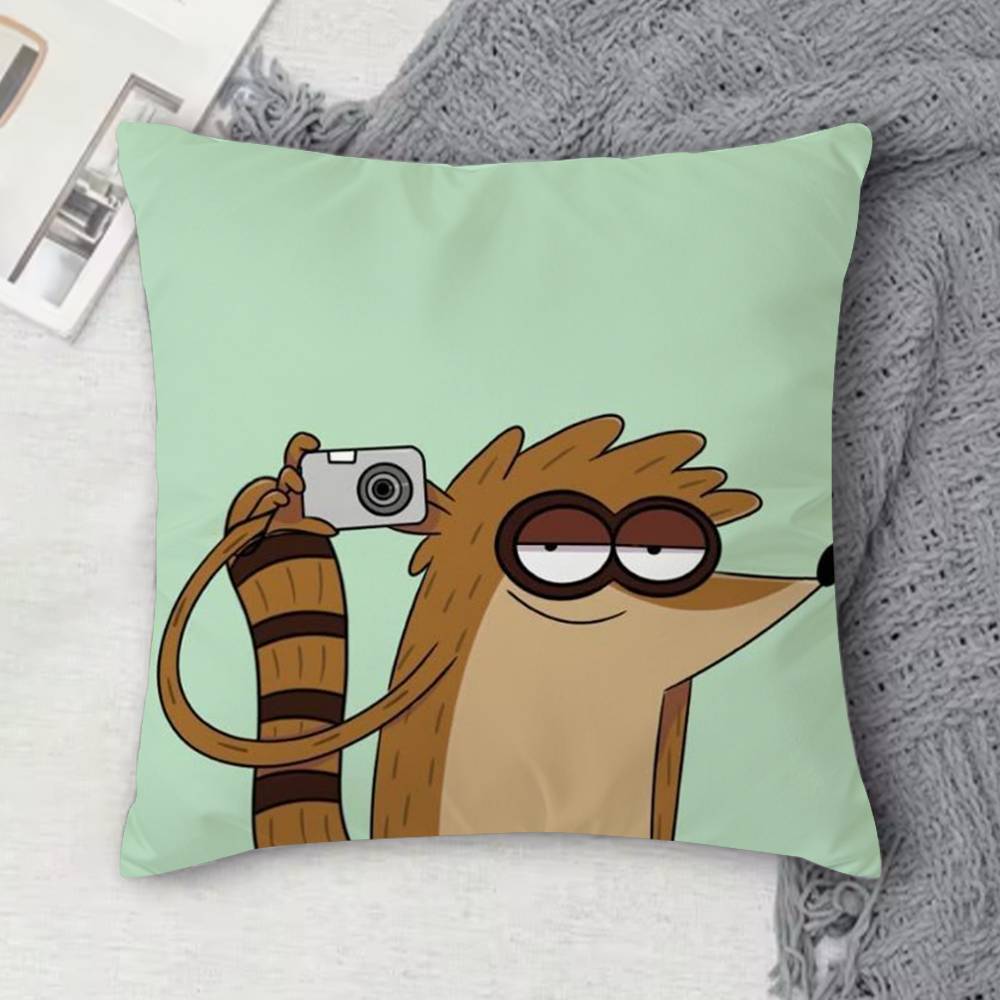 RRegular Show Doublesided Printed Square Decorative Cushion Cover for Sofa Living Room Home Decor