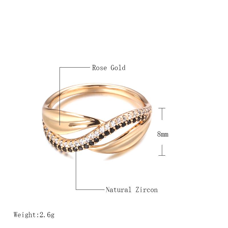 Кольца Kinel с черным натуральным цирконом для женщин, современное модное кольцо цвета розового золота