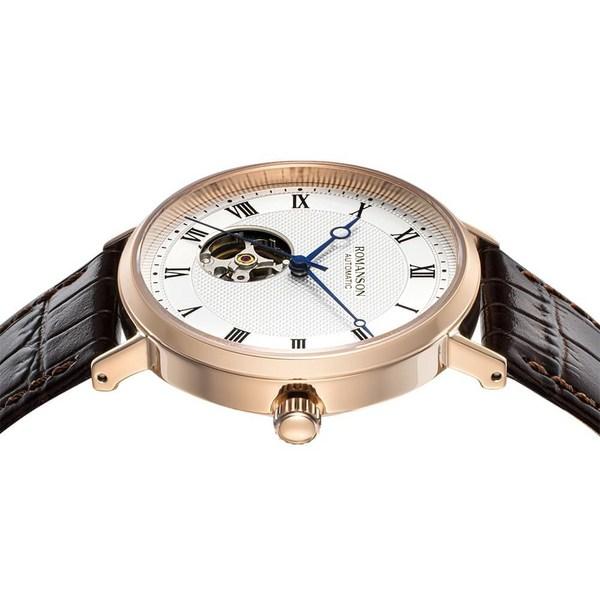 Romanson Часы Kairos Classic Open Heart коричневые кожаные RWTLRM1B2400RGSI2 + подарочный пакет