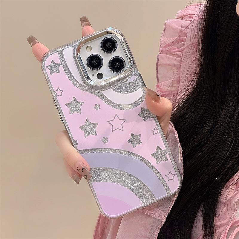 Zhitai iPhone 15 Pro Case: Three-in-One Acrylic Protective Cover with Bracelet and Glitter Paper, Compatible with iPhone 12, 13, 14.