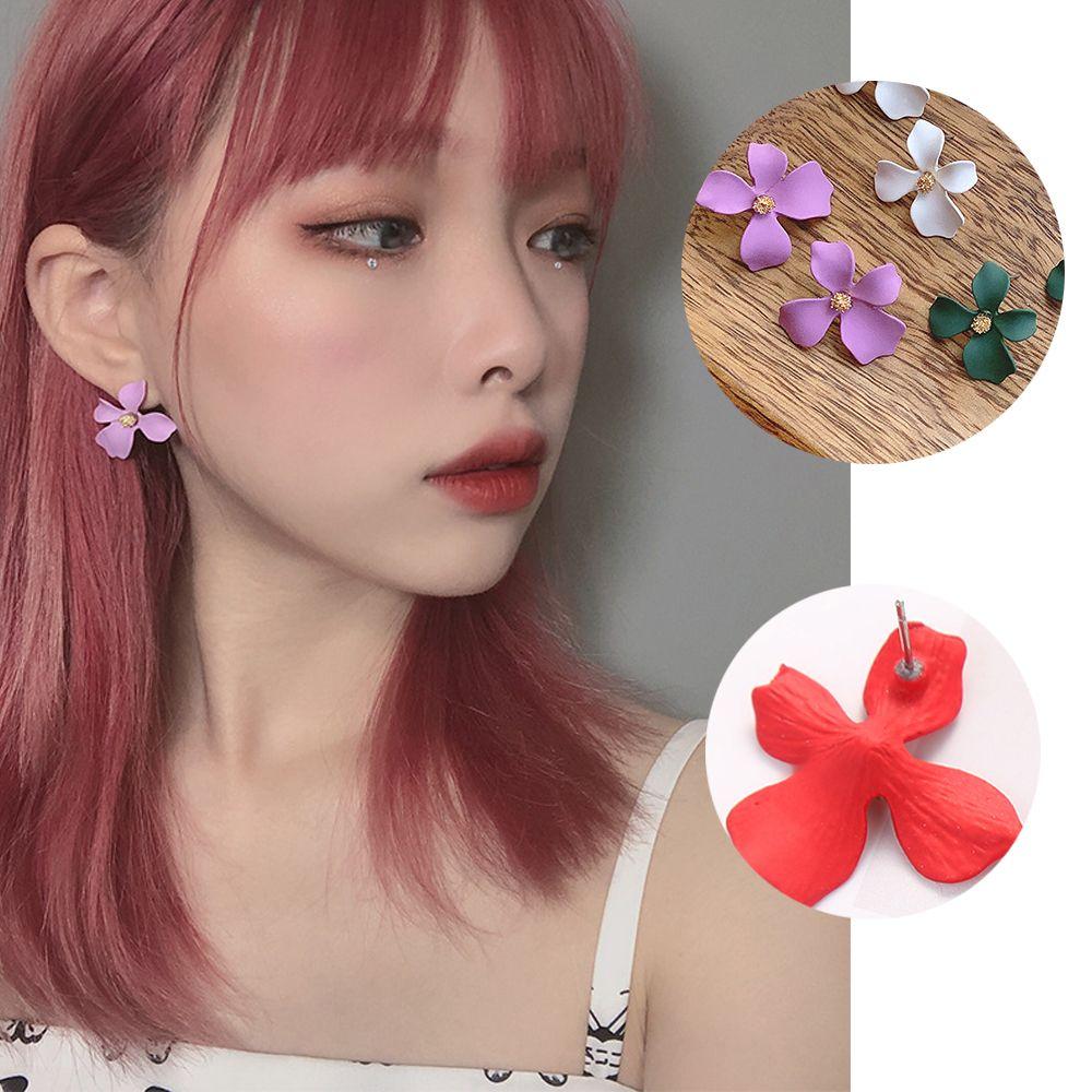 Wedding Ear Hook Petal Stud Earrings Bohemia Spray Paint Ear Stud Dangle Flower Earrings Ear Studs