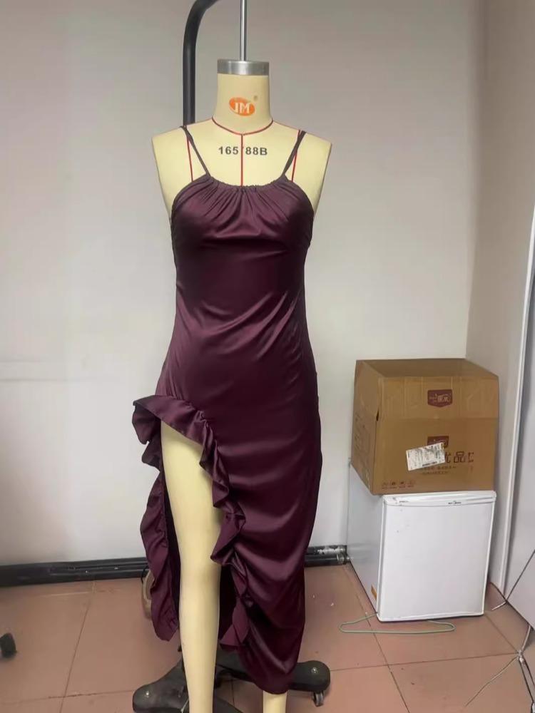 Vintage Y2k Halter Sleeveless Party Dress Women Sexy Slim Split Backless Long Dresses Fashion Chic Strappy High Streetwear Clothing