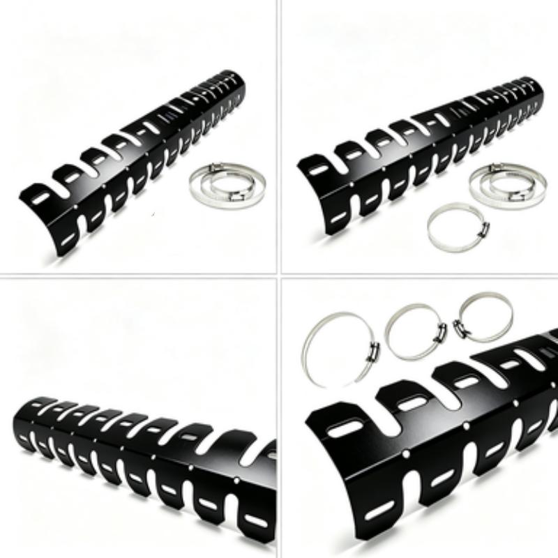 Motorcycle Exhaust Pipe Heat Shield Cover Aluminum Alloy Black 61cm