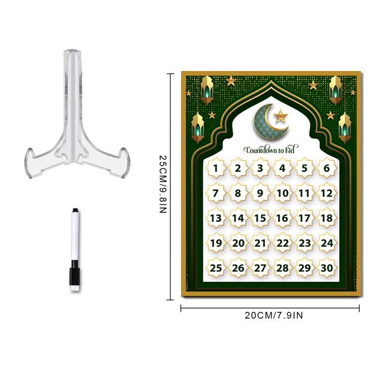 Acrylic Desktop Ramadan Advent Calendar with Base, Ethnic Home Table Eid Decoration, Countdown To Eid Holiday Craft