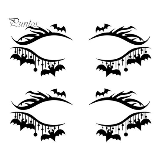 Cosmetic Transfers for Adults 2 Pairs Halloween Eye Tattoo Stickers, Waterproof Temporary Face Decals with Ghostly Decorations Pumpkin Bat Spider Web,