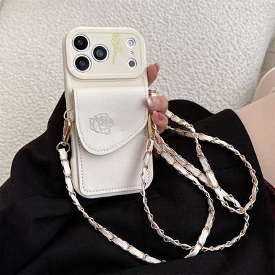 Кошелек-чехол с ремешком через плечо из кожи и силикона для iPhone 11 12 13 14 15 16 17 Pro Max 16 Plus с отделениями для карт