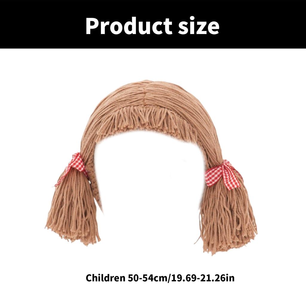 Детская шапка-парик с челкой ручной работы для зимнего тепла и очарования, средняя часть, коса, шапка-бини, головной убор для косплея