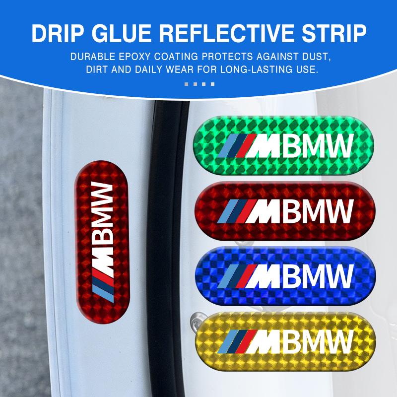 2pcs Car Night Reflective Strip Warning Stickers Road Safety Tips For BMW 1 3 5 7 Series M F01 F20 F10 F13 E52 E53 E60 E93 RI3