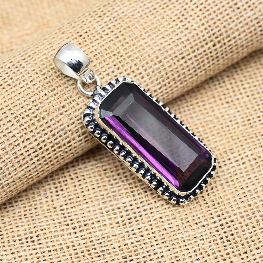 Прекрасный аметист драгоценный камень ручной работы из стерлингового серебра 925 пробы ювелирный кулон для свадебного подарка