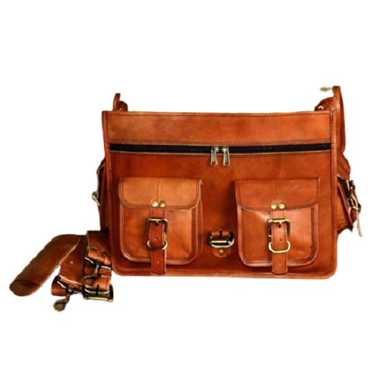 Новая винтажная коричневая сумка через плечо из козьей кожи для ноутбука, портфель, сумка-портфель