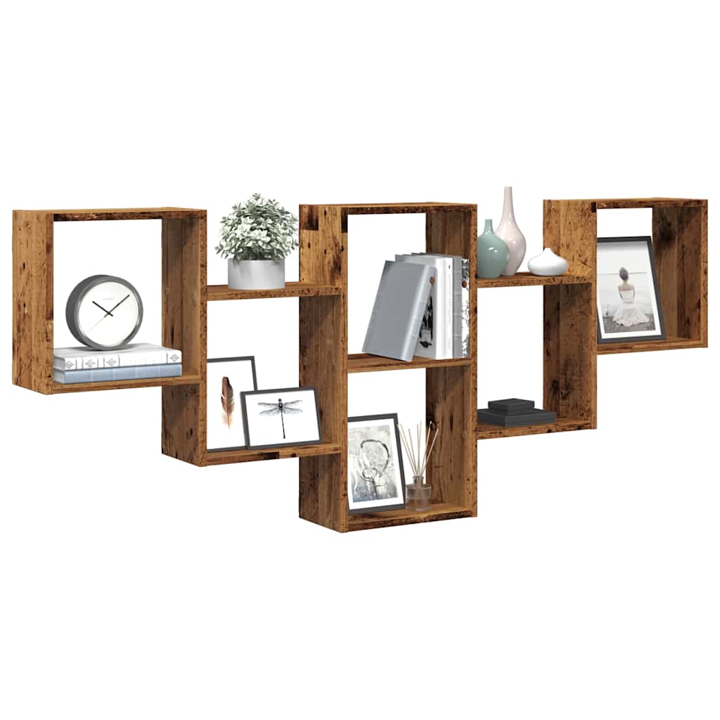 Wall Shelf Vintage Wood Look 159 x 18 x 66 cm Engineered Wood