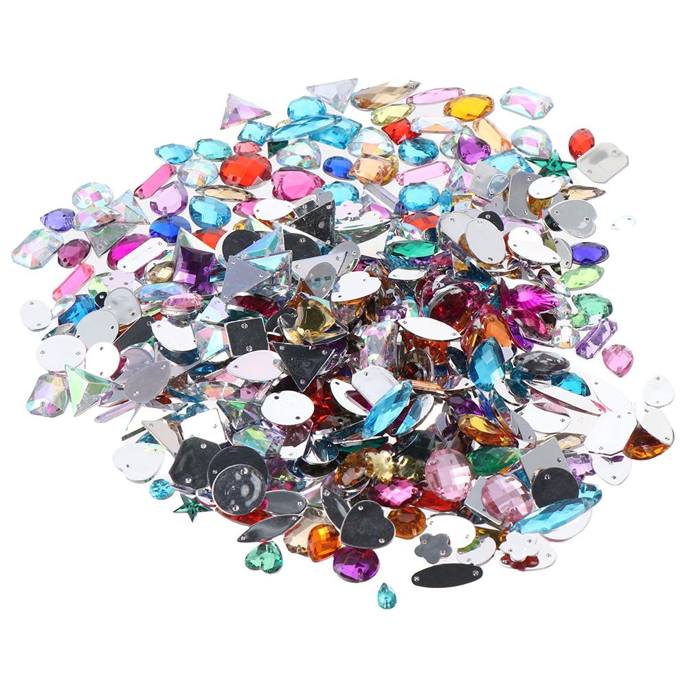 Mixed Shapes Sewing Crystal 2 Holes Rhinestones 700 Pieces Sew On  Decorations