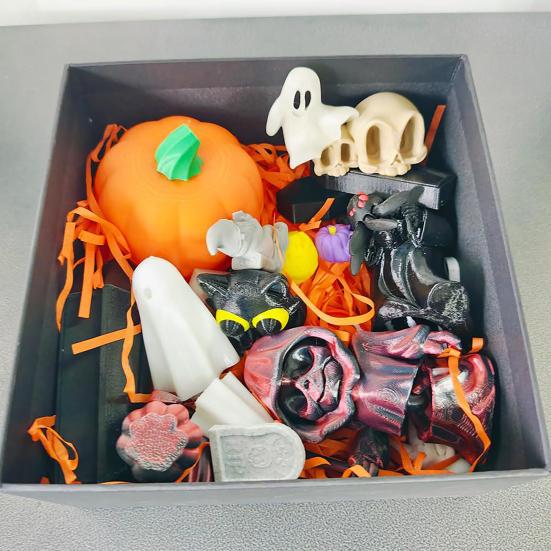 20 Pcs/Set Halloween Miniatures Mini Grim Reaper Skull Figurines Miniature Casket Pumpkin Ornaments for Home Desktop Decoration