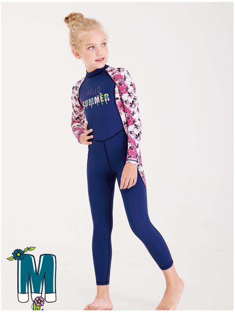 Детский слитный купальник с длинным рукавом - Быстросохнущий солнцезащитный костюм для дайвинга для девочек
