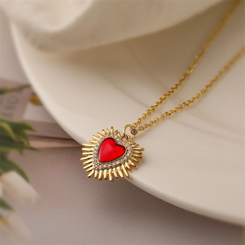 Love Wings Pendant Necklace for Women, European and American INS Fashion Versatile, Copper Plated Real Gold Zircon Drip Oil