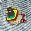 New Enamel Pin Pigeon Bird Animal with Toast Bread Food Funny Metal Pin Gift Birthday 1pc