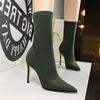 Женская мода простые ботильоны с острым носком эластичные осенние удобные элегантные носки на шпильках тонкие туфли на высоком каблуке