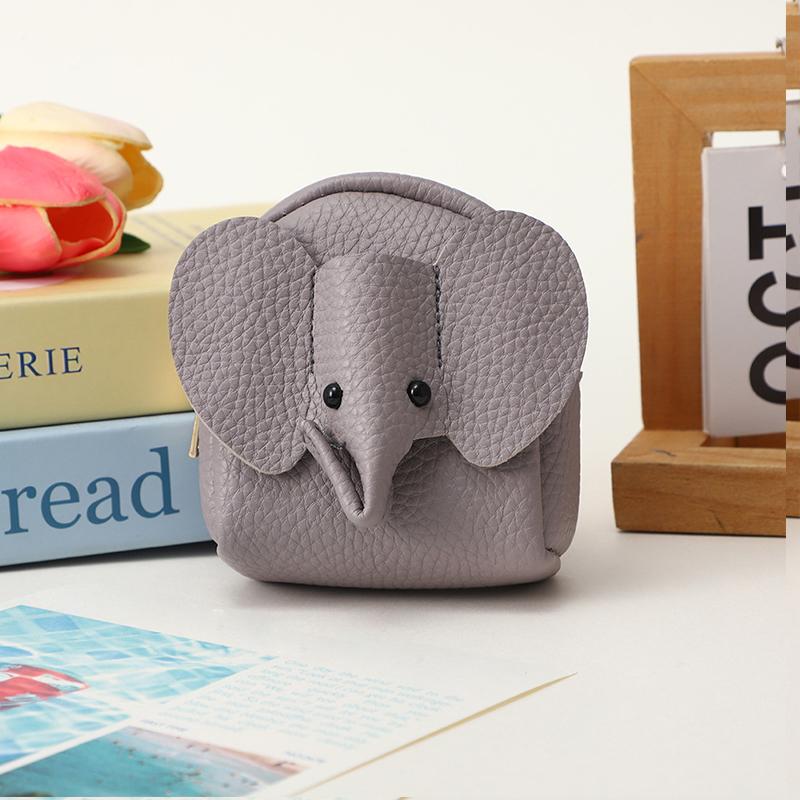 Кожа PU Мини-кошелек для монет в виде слоненка Женская сумка Подвеска Креативный держатель для карт Хранение Помады Конверт Застежка-молния Мешок для денег