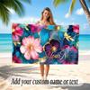 Floral Garden Theme Quick Dry Beach Towel Custom Name Text Print Large Sand Resistant Towel Beach Vacation