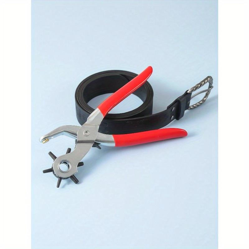 1Pc Multifunction Belt Punch Tool, Hole Punch Tool 8.5" Heavy Duty 6 Size Revolving Leather Belt Hand Hole Puncher