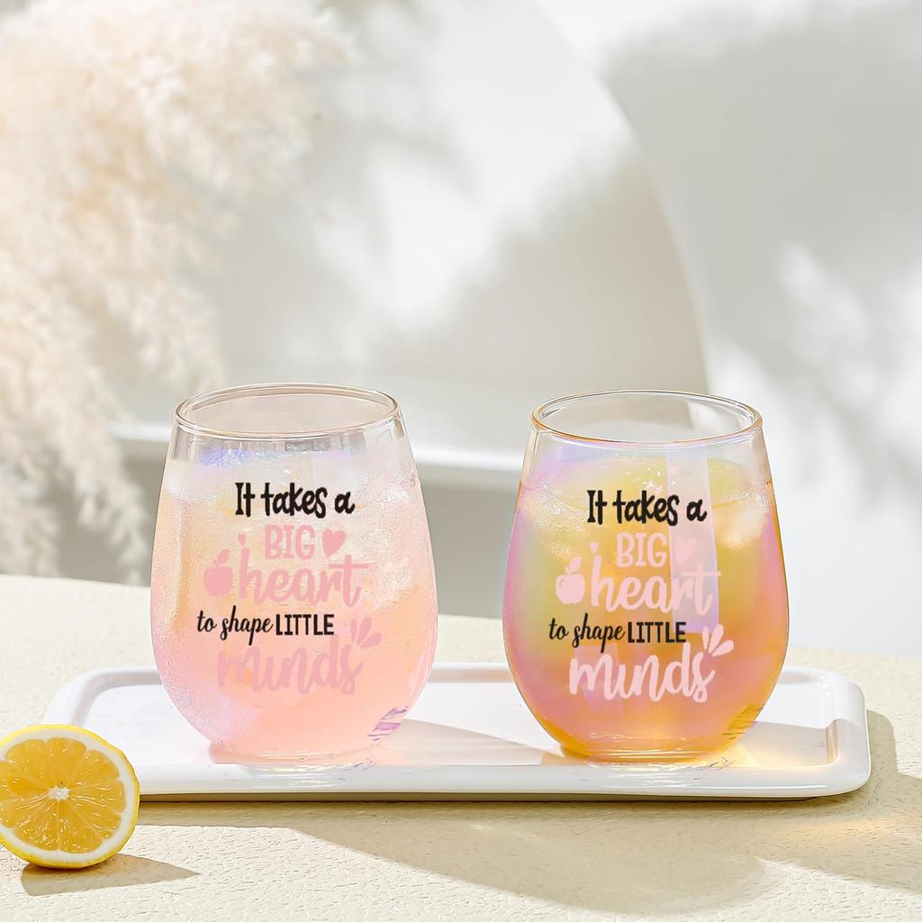 Colorful Stemless Wine Glasses Teacher Gifts For Women Birthday Gifts for Women Colleagues Best Friend For Her Cute Funny Gifts