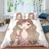 Musical Girl King Queen Duvet Cover Modern Fashion Girly Bedding Set for Kids Teens Adults Cartoon Hip Hop style Quilt Cover
