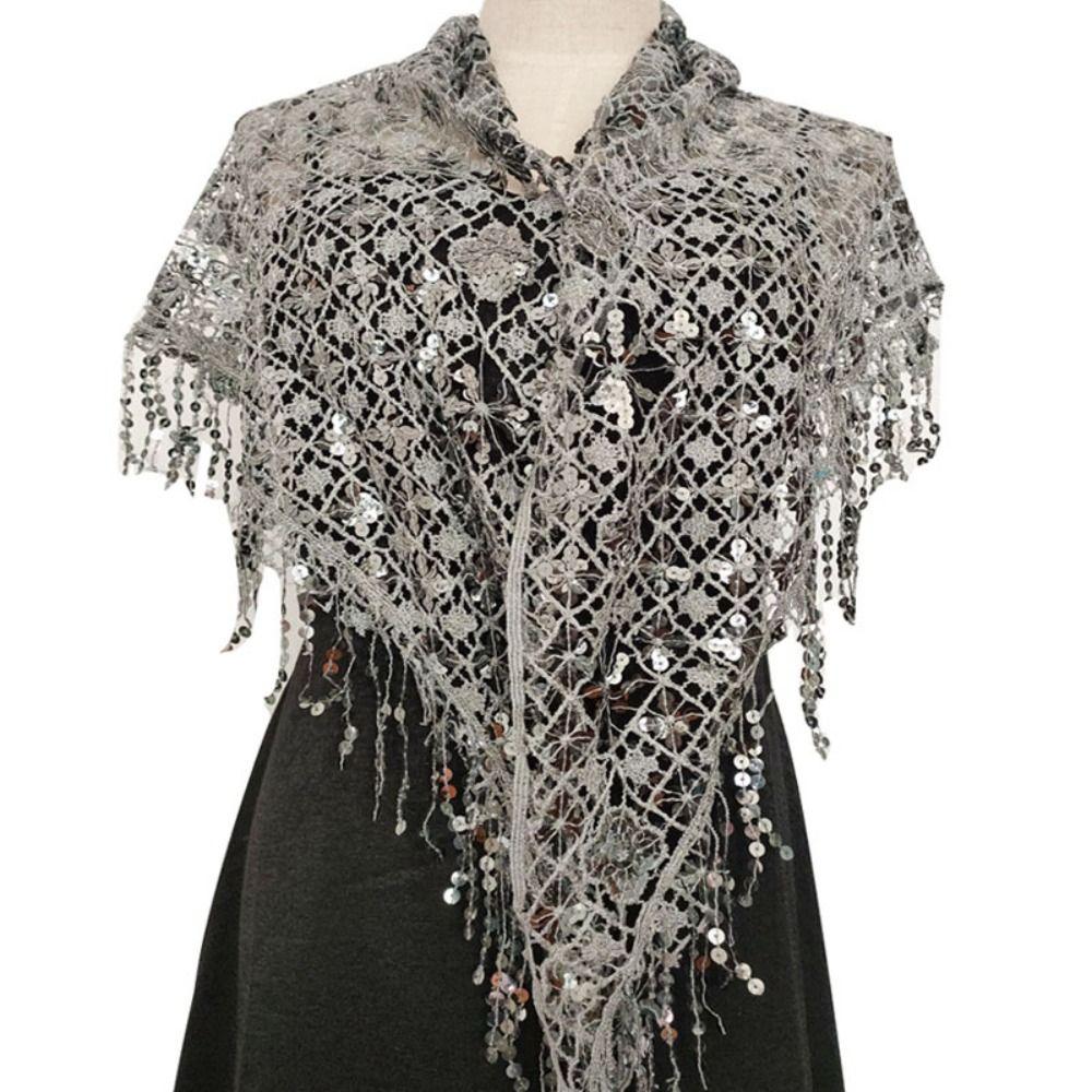 Sequins Triangle Shawl Tassels Belly Dancing Scarf Shiny Sequins Tassel Shawls Belly Dancing Belt
