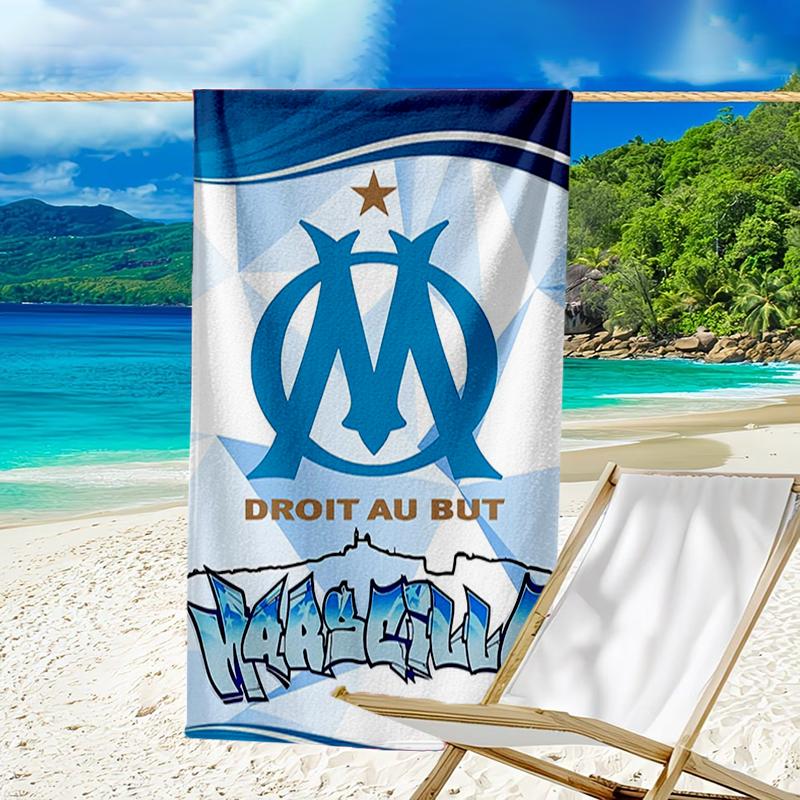 Ultra-Soft Beach Towel with Olympique de Marseille Theme,Ideal for Pool - Camping, Diving - Perfect Travel Essential, Vibrant Beach Towel.