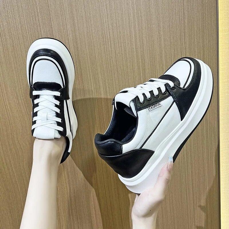 Fujin/5 см из вулканизированной натуральной кожи, устойчивые кроссовки на платформе, массивные ботинки, женская весенне-осенняя повседневная обувь