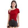 2025 Sexy Korean Off-the-Shoulder Slimming T-Shirt - Women's Cotton Short Sleeve Top