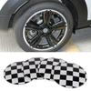 4 Pces Black and White Grid Car Wheel Cover Stickers Car Wheel Center Decoration Stickers Car Modification Dustproof and Scratch-resistant Stickers