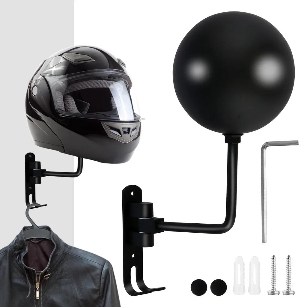 Motorcycle Helmet Rack Wall Mount Helmets Display Holder 180 Degree Rotation Motorcycle Bike Coats Keys Jacket Helmet Hanger