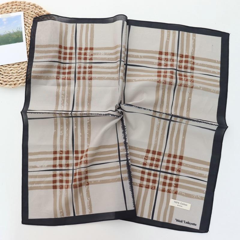 100% Cotton Striped Fresh All-Match Small Square Towel New Fashion Closed Toe Scarf for Square Scarf Women Headband