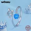Real 925 Sterling Silver Blue Turtle Fire Opal Opening Ring For Women Ocean Animal Stackable Ring Party Jewelry Gift