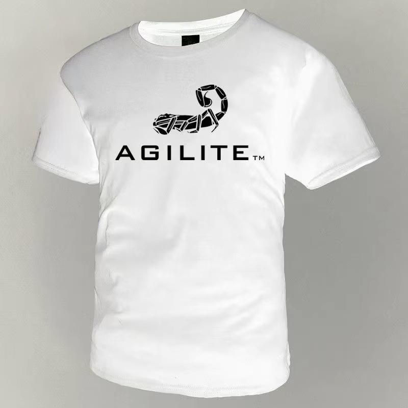 AGILITE Футболка Мужская Футболка с круглым вырезом из чистого хлопка Футболка с коротким рукавом Одежда больших размеров Одежда для фитнеса Мужская одежда