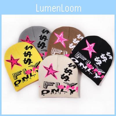 Вязаная шапка-бини с буквенным узором для уличного и повседневного зимнего стиля